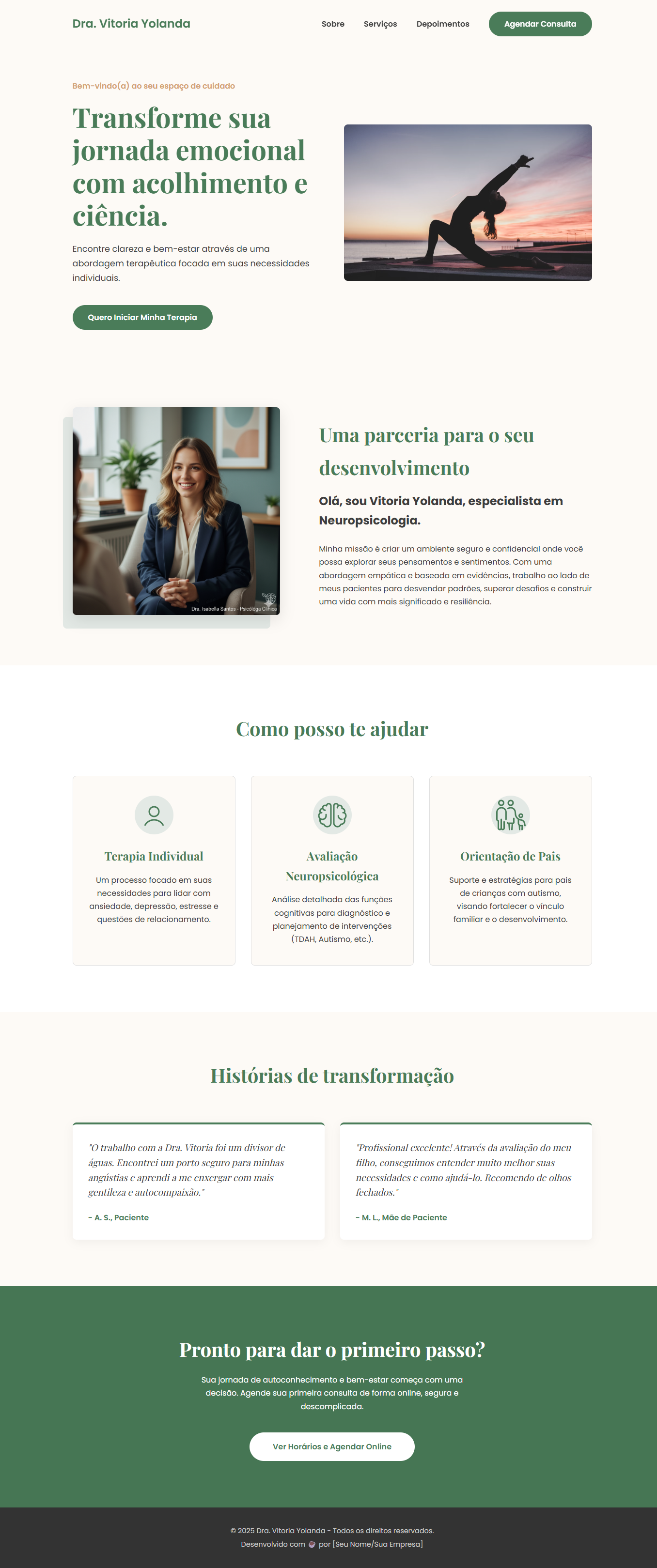Preview do site para Terapeutas e Consultores